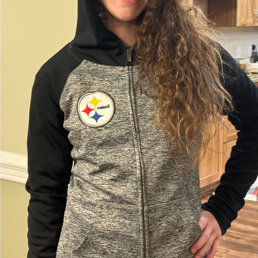 NFL Pittsburgh Steelers Apparel Full Zipper Hoodie Women's Med Black Football